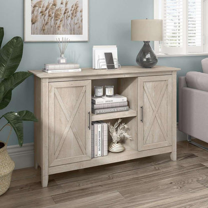 Bush Furniture - Key West Accent Cabinet with Doors in Washed Gray - KWS146WG-03 veiw 4