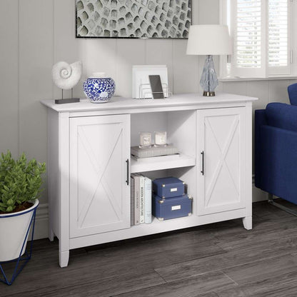 Bush Furniture - Key West Accent Cabinet with Doors in Pure White Oak - KWS146WT-03 veiw 4