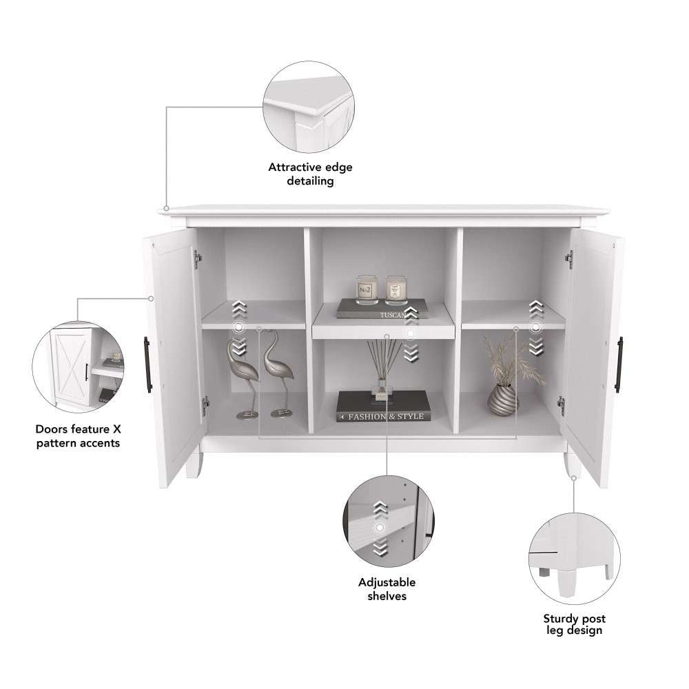 Bush Furniture - Key West Accent Cabinet with Doors in Pure White Oak - KWS146WT-03 veiw 6
