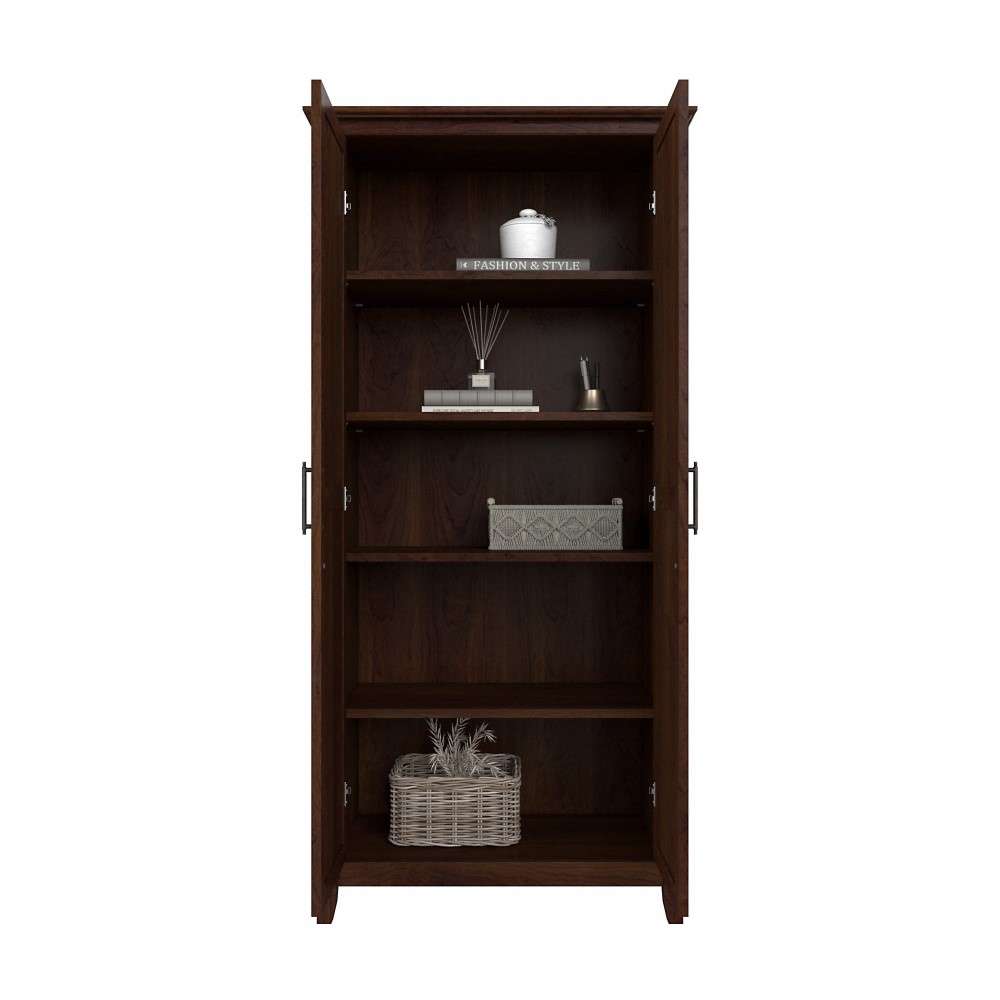 Bush Furniture - Key West Bathroom Storage Cabinet with Doors in Bing Cherry - KWS266BC-Z1 veiw 3