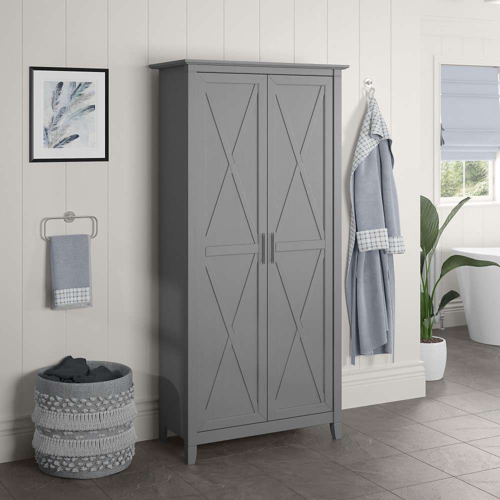 Bush Furniture - Key West Bathroom Storage Cabinet with Doors in Cape Cod Gray - KWS266CG-Z1 veiw 4