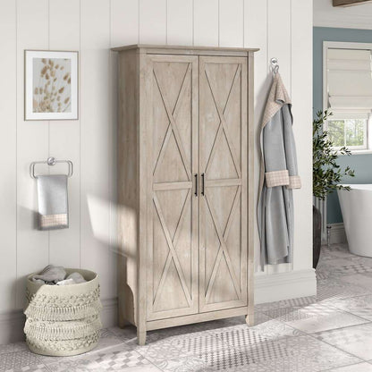 Bush Furniture - Key West Bathroom Storage Cabinet with Doors in Washed Gray - KWS266WG-Z1 veiw 4