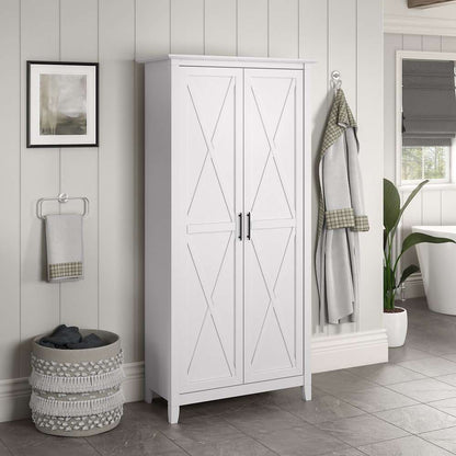 Bush Furniture - Key West Bathroom Storage Cabinet with Doors in Pure White Oak - KWS266WT-Z1 veiw 4