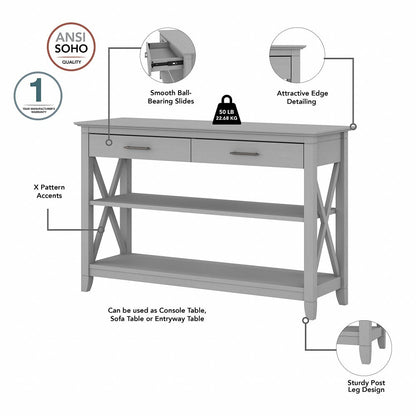 Bush Furniture - Key West Console Table with Drawers and Shelves in Cape Cod Gray - KWT248CG-03 veiw 3
