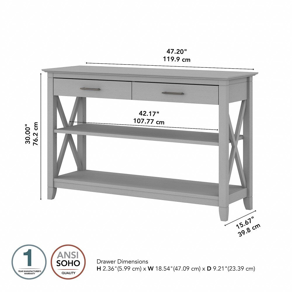 Bush Furniture - Key West Console Table with Drawers and Shelves in Cape Cod Gray - KWT248CG-03 veiw 6