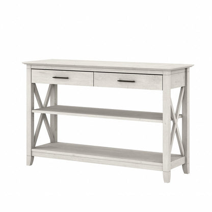 Bush Furniture - Key West Console Table with Drawers and Shelves in Linen White Oak - KWT248LW-03 veiw 1