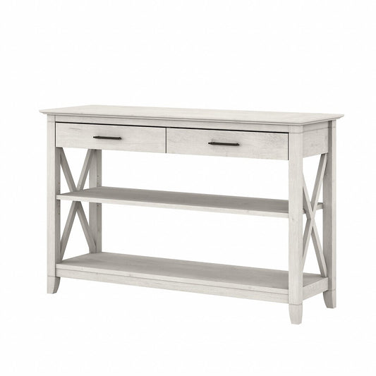 Bush Furniture - Key West Console Table with Drawers and Shelves in Linen White Oak - KWT248LW-03 veiw 1