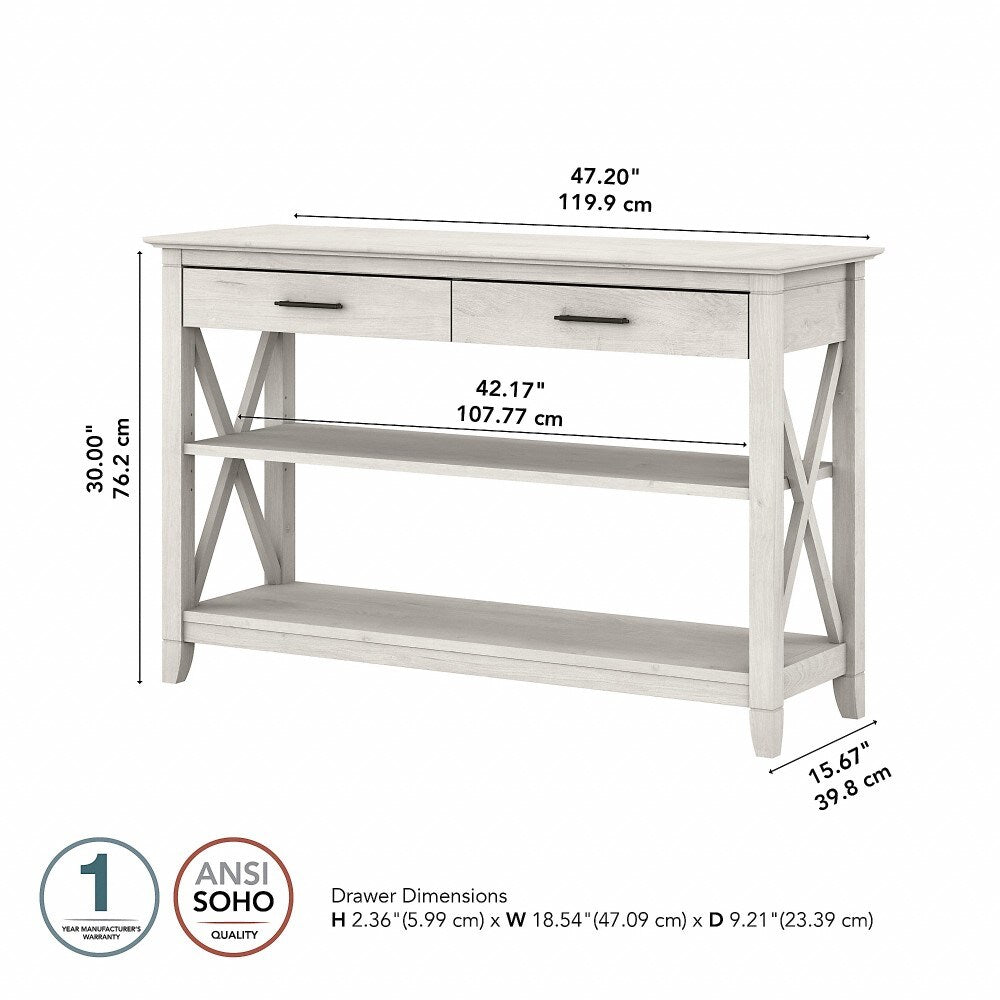Bush Furniture - Key West Console Table with Drawers and Shelves in Linen White Oak - KWT248LW-03 veiw 6