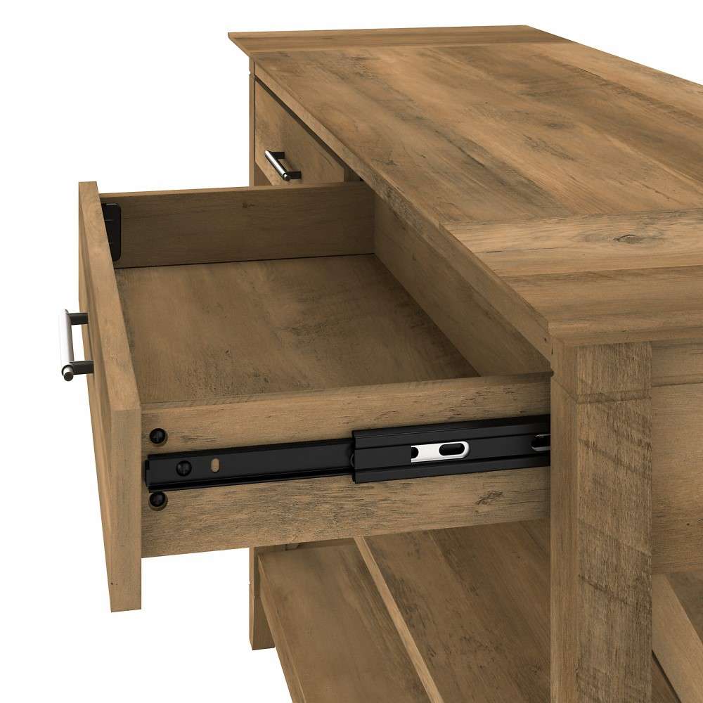 Bush Furniture - Key West Console Table with Drawers and Shelves in Reclaimed Pine - KWT248RCP-03 veiw 3