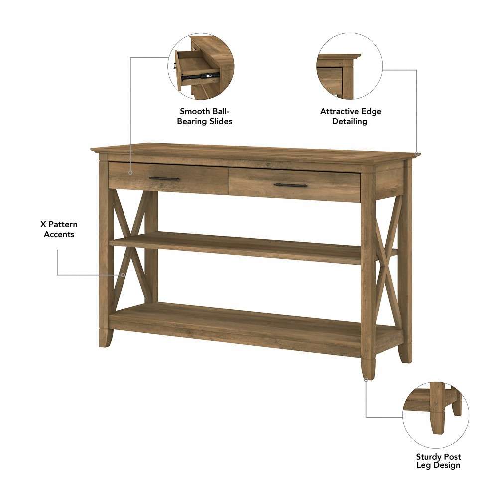 Bush Furniture - Key West Console Table with Drawers and Shelves in Reclaimed Pine - KWT248RCP-03 veiw 5