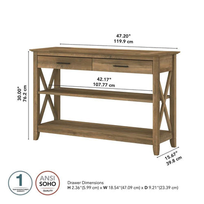 Bush Furniture - Key West Console Table with Drawers and Shelves in Reclaimed Pine - KWT248RCP-03 veiw 6