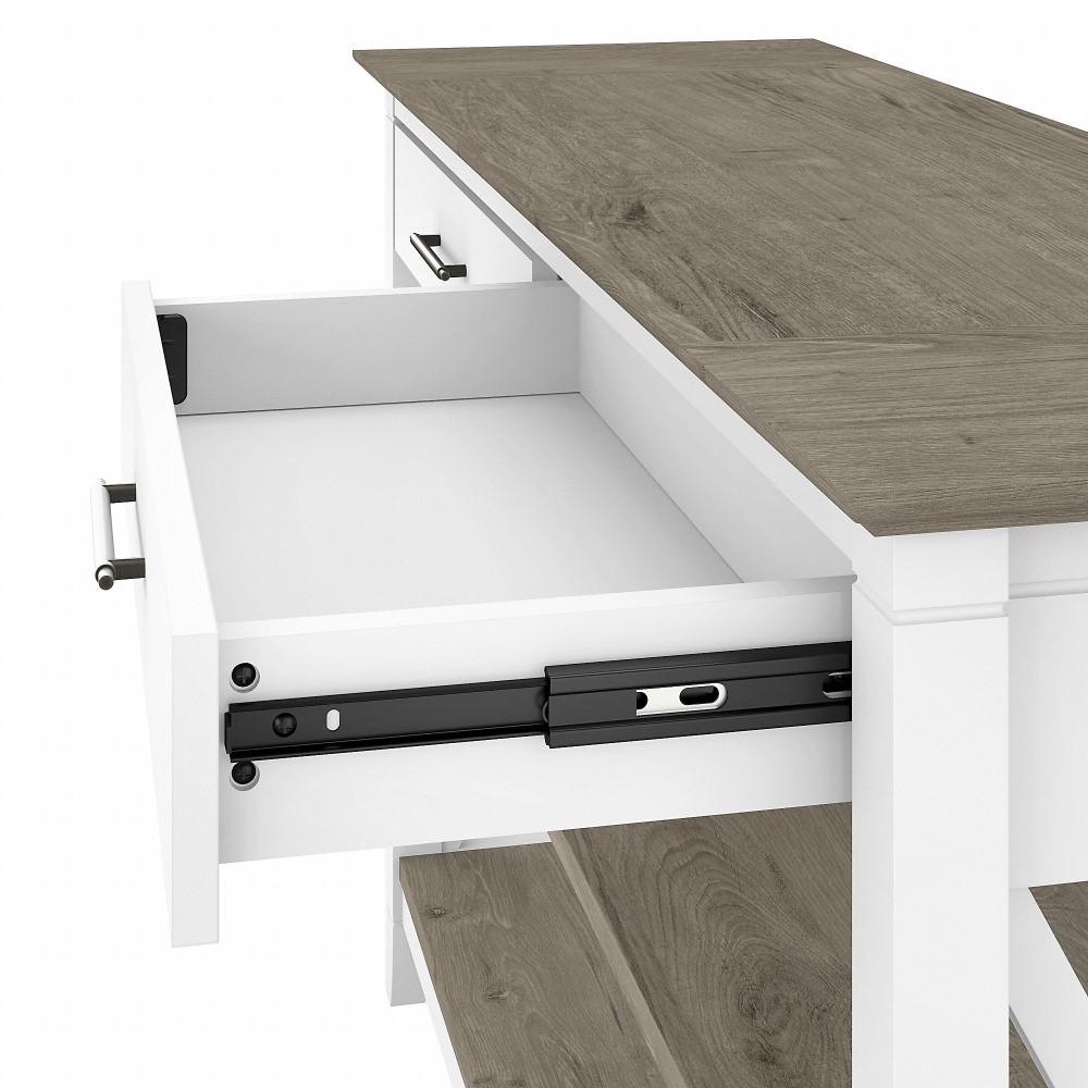 Bush Furniture - Key West Console Table with Drawers and Shelves in Pure White and Shiplap Gray - KWT248G2W-03 veiw 4