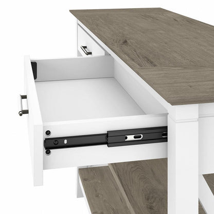 Bush Furniture - Key West Console Table with Drawers and Shelves in Pure White and Shiplap Gray - KWT248G2W-03 veiw 4