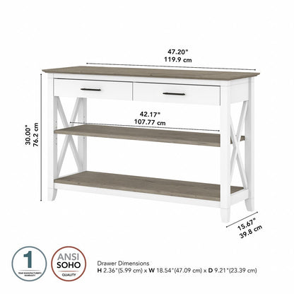 Bush Furniture - Key West Console Table with Drawers and Shelves in Pure White and Shiplap Gray - KWT248G2W-03 veiw 6