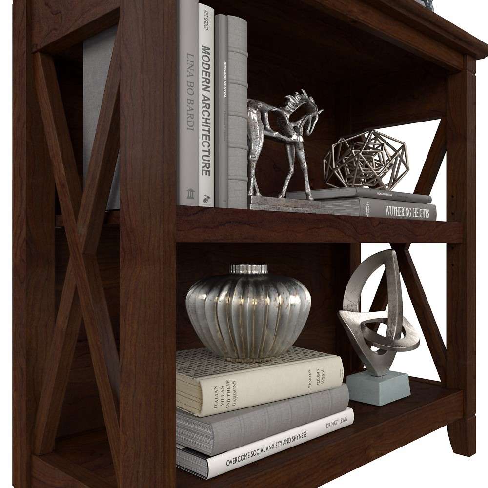Bush Furniture - Key West Small 2 Shelf Bookcase in Bing Cherry - KWB124BC-03 veiw 3