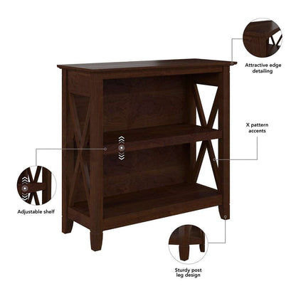 Bush Furniture - Key West Small 2 Shelf Bookcase in Bing Cherry - KWB124BC-03 veiw 6