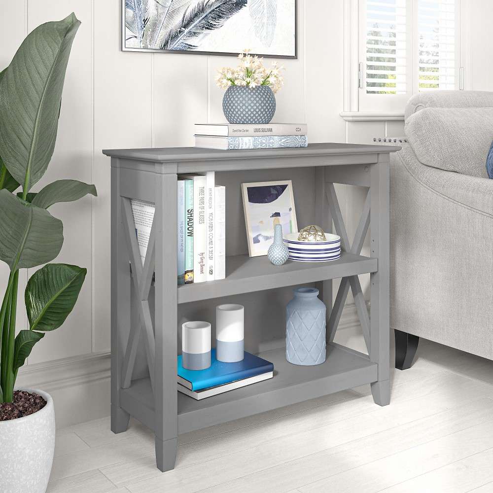 Bush Furniture - Key West Small 2 Shelf Bookcase in Cape Cod Gray - KWB124CG-03 veiw 4