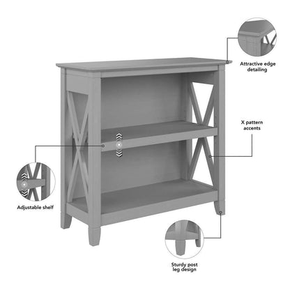 Bush Furniture - Key West Small 2 Shelf Bookcase in Cape Cod Gray - KWB124CG-03 veiw 6