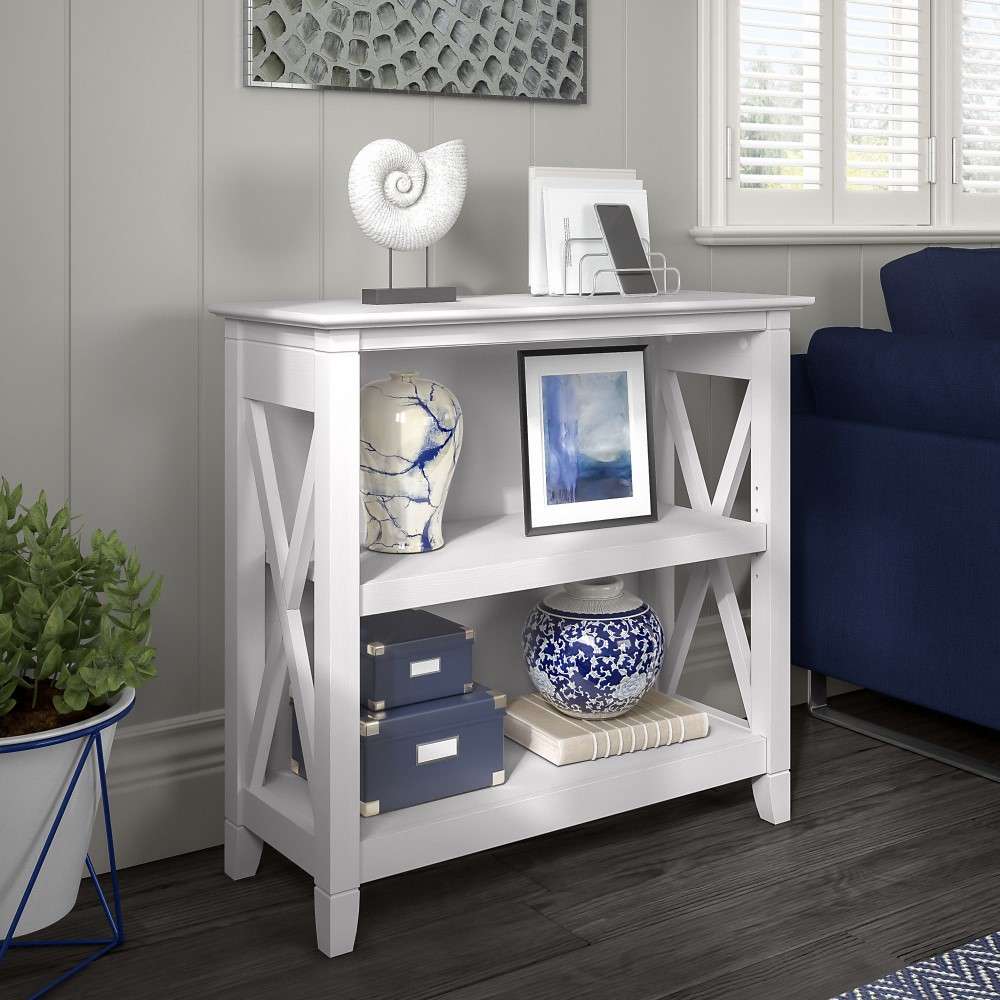 Bush Furniture - Key West Small 2 Shelf Bookcase in Pure White Oak - KWB124WT-03 veiw 4