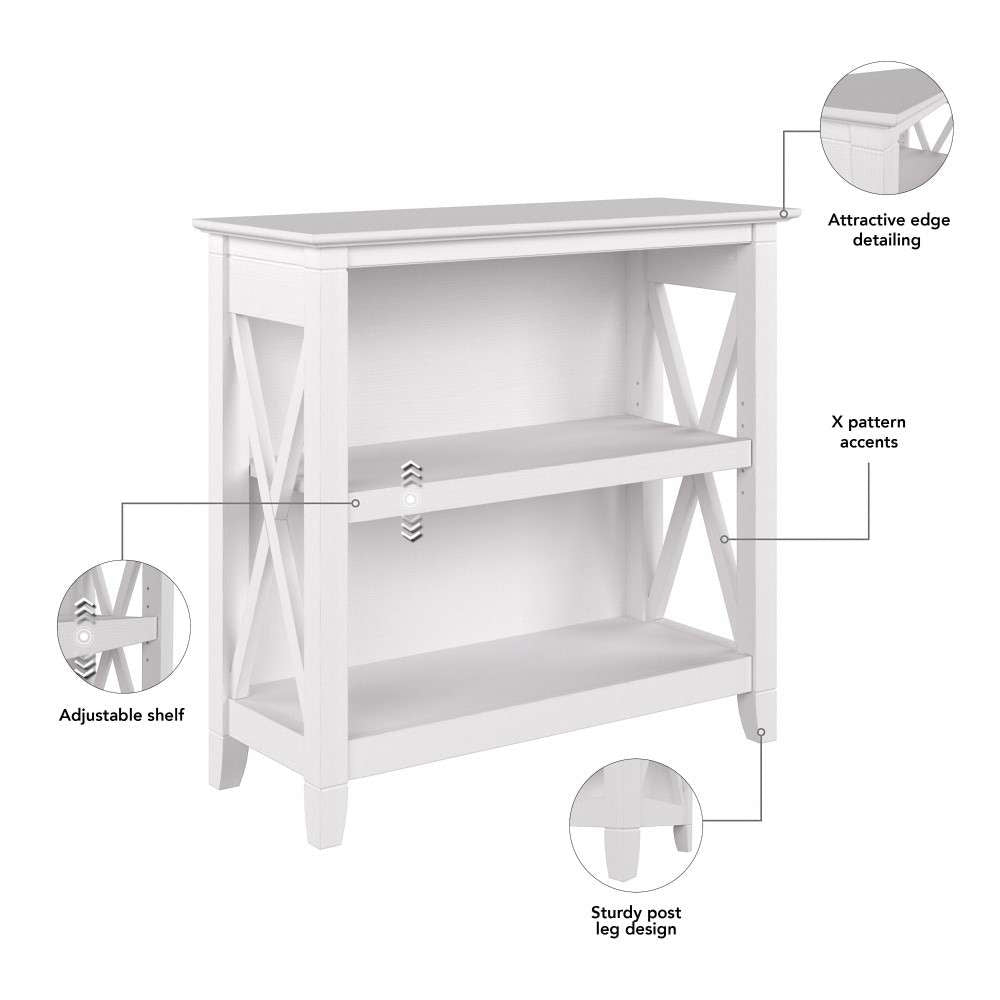 Bush Furniture - Key West Small 2 Shelf Bookcase in Pure White Oak - KWB124WT-03 veiw 6