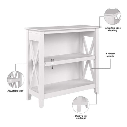 Bush Furniture - Key West Small 2 Shelf Bookcase in Pure White Oak - KWB124WT-03 veiw 6