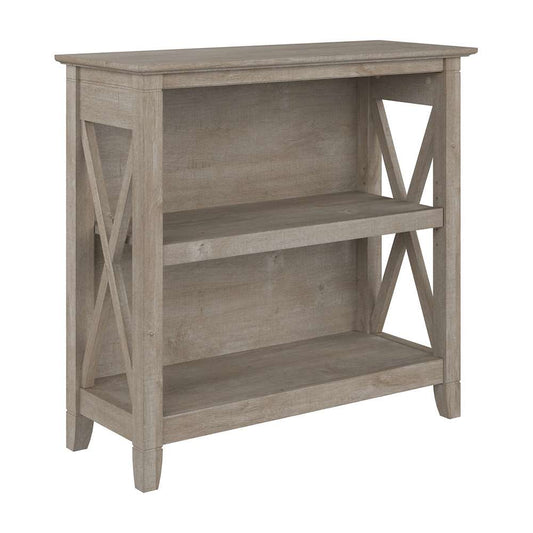 Bush Furniture - Key West Small 2 Shelf Bookcase in Washed Gray - KWB124WG-03 veiw 1