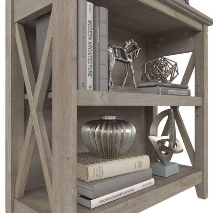 Bush Furniture - Key West Small 2 Shelf Bookcase in Washed Gray - KWB124WG-03 veiw 3