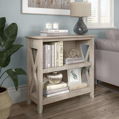 Bush Furniture - Key West Small 2 Shelf Bookcase in Washed Gray - KWB124WG-03 veiw 4
