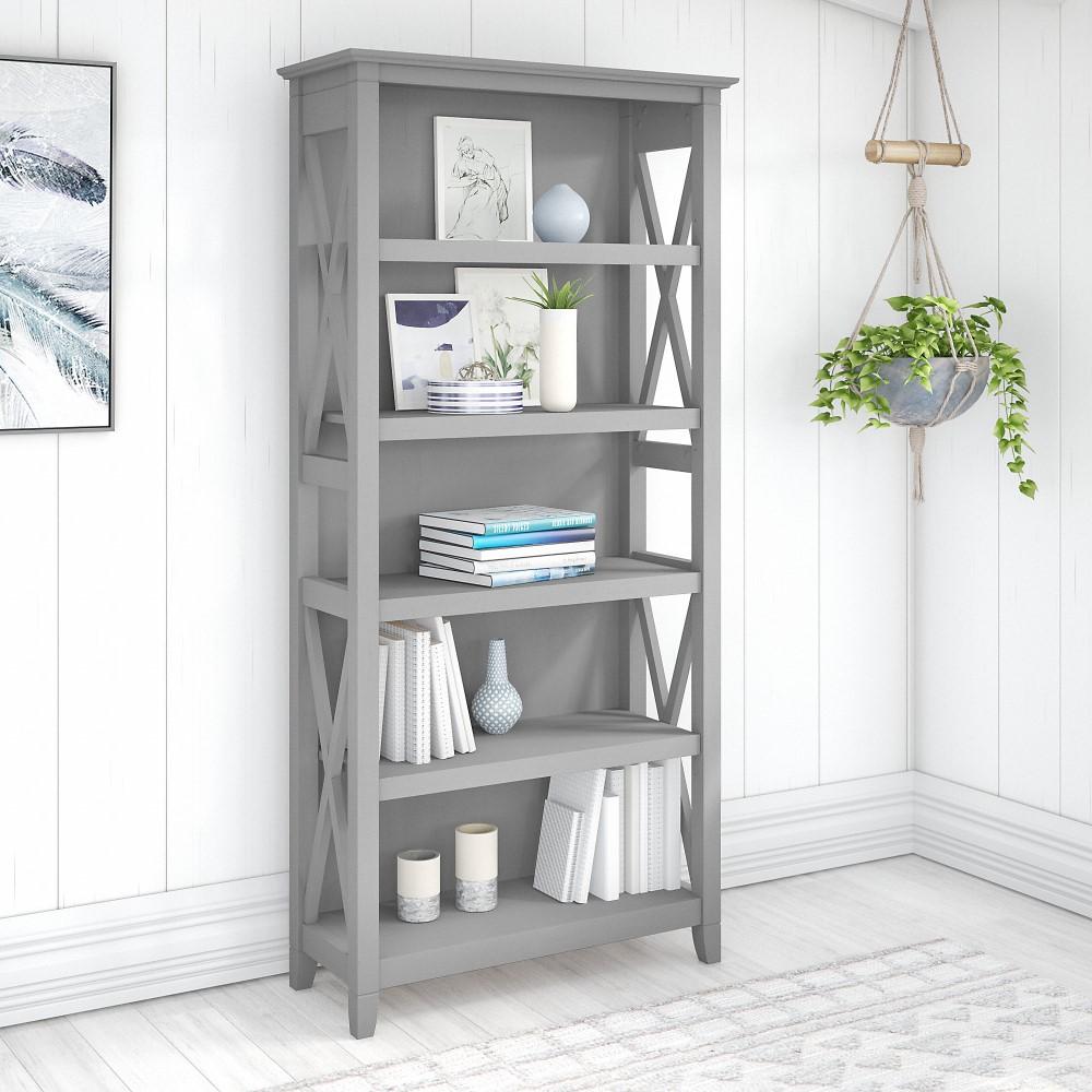 Bush Furniture - Key West Tall 5 Shelf Bookcase in Cape Cod Gray - KWB132CG-03 veiw 2