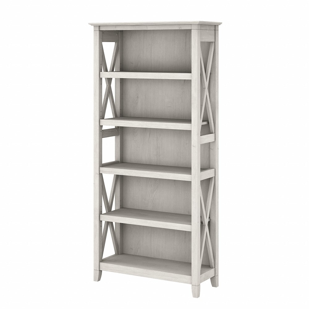 Bush Furniture - Key West Tall 5 Shelf Bookcase in Linen White Oak - KWB132LW-03 veiw 1