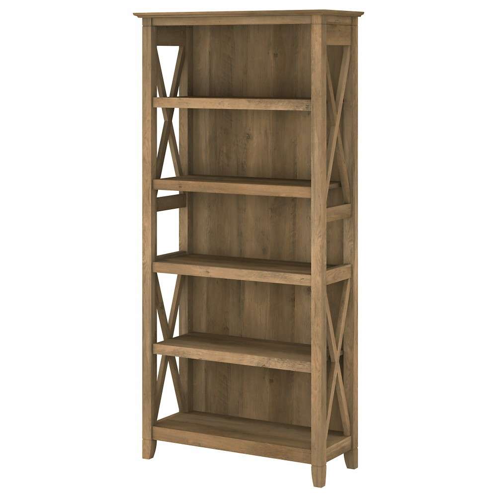 Bush Furniture - Key West Tall 5 Shelf Bookcase in Reclaimed Pine - KWB132RCP-03 veiw 1