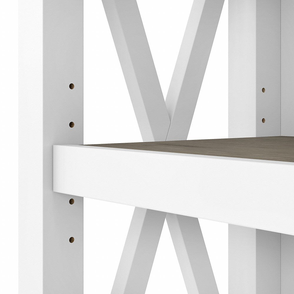 Bush Furniture - Key West Tall 5 Shelf Bookcase in Pure White and Shiplap Gray - KWB132G2W-03 veiw 4