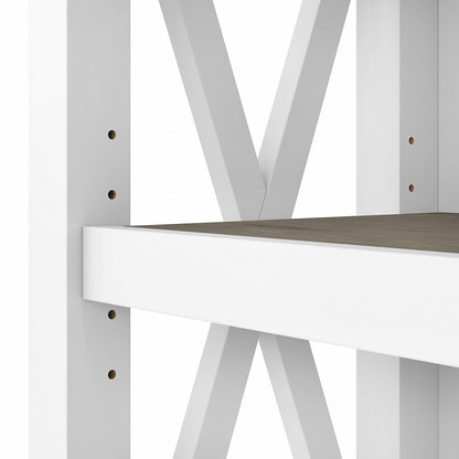 Bush Furniture - Key West Tall 5 Shelf Bookcase in Pure White and Shiplap Gray - KWB132G2W-03 veiw 4