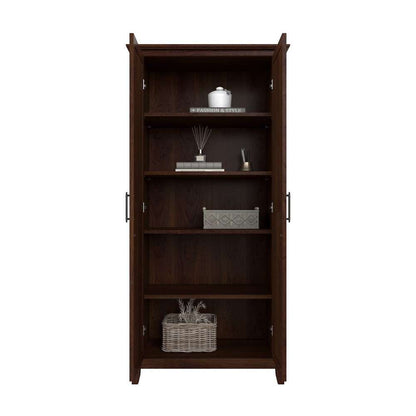 Bush Furniture - Key West Tall Storage Cabinet with Doors in Bing Cherry - KWS266BC-03 veiw 3