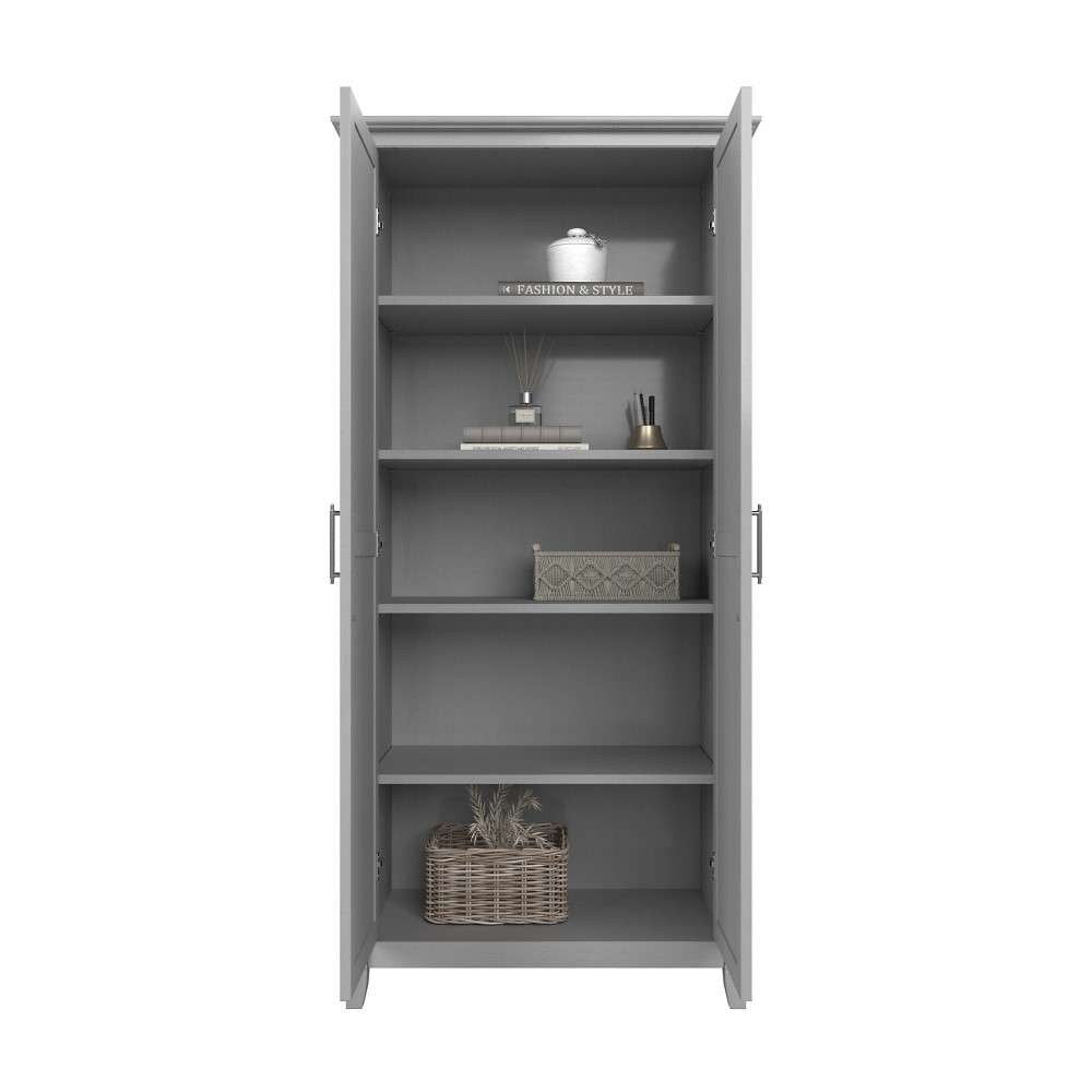 Bush Furniture - Key West Tall Storage Cabinet with Doors in Cape Cod Gray - KWS266CG-03 veiw 3