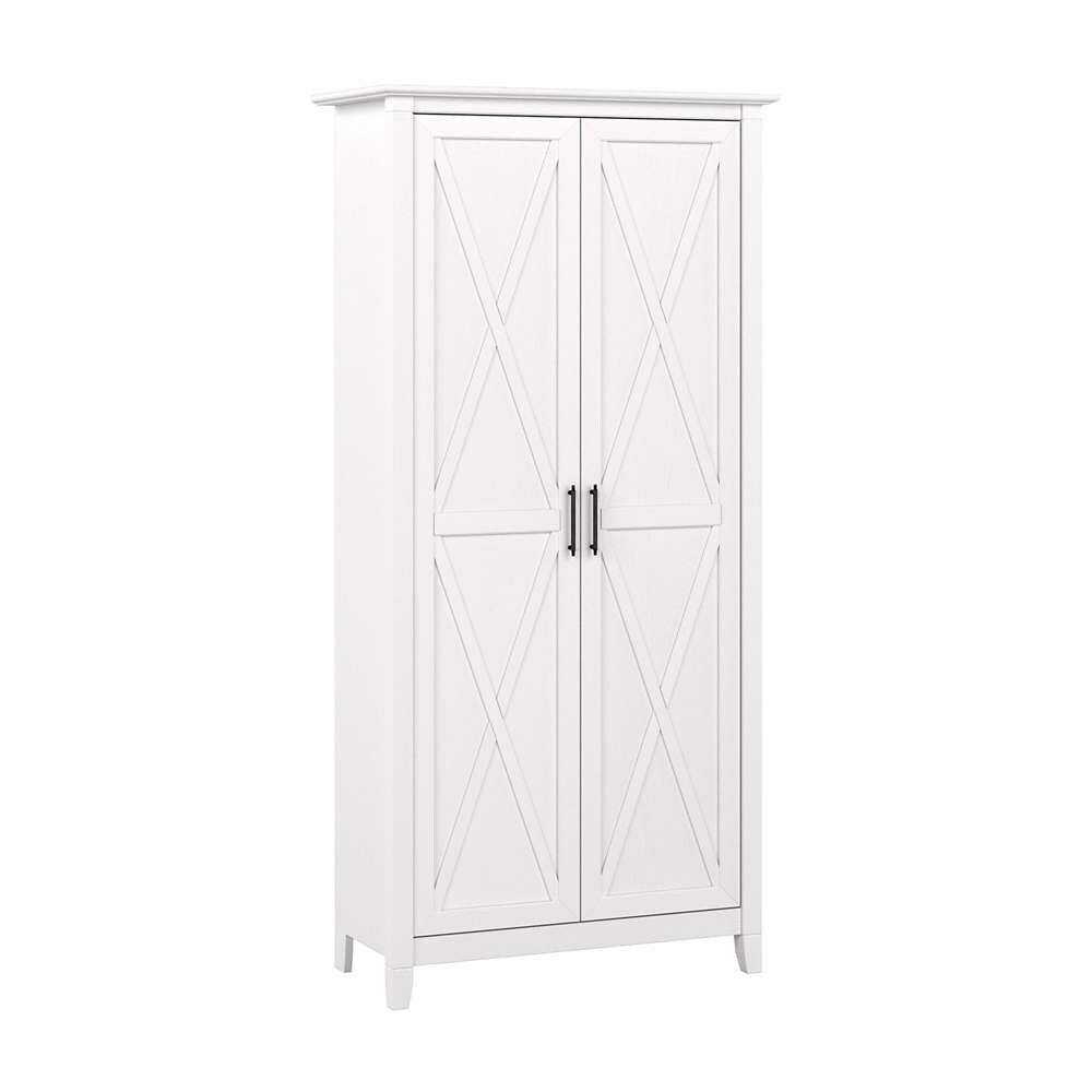 Bush Furniture - Key West Tall Storage Cabinet with Doors in Pure White Oak - KWS266WT-03 veiw 1