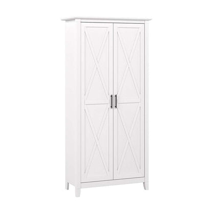 Bush Furniture - Key West Tall Storage Cabinet with Doors in Pure White Oak - KWS266WT-03 veiw 1