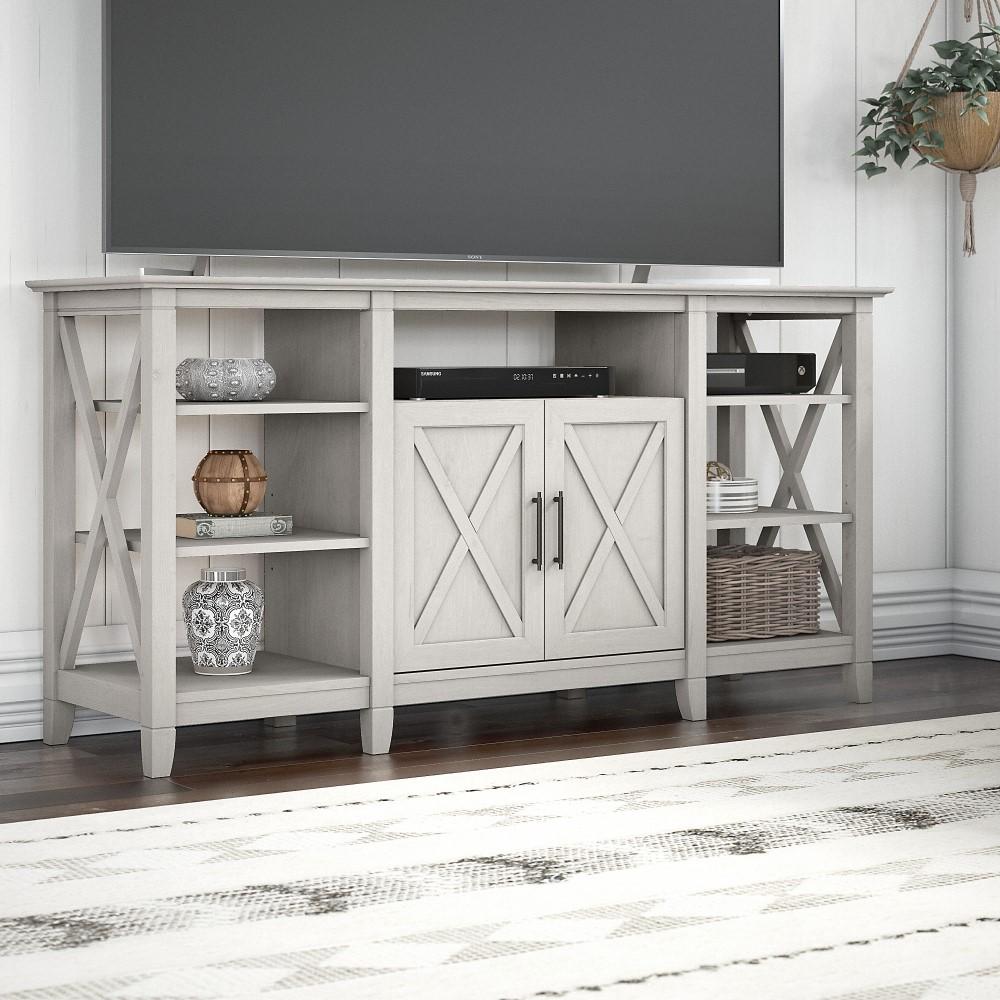 Bush Furniture - Key West Tall TV Stand for 65 Inch TV in Linen White Oak - KWV160LW-03 veiw 2