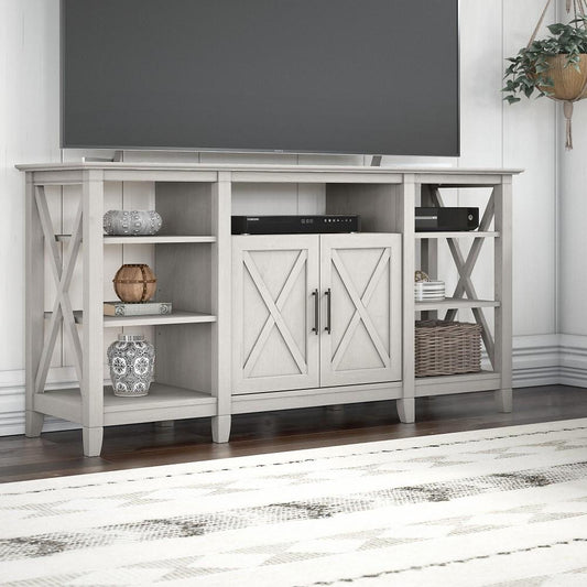 Bush Furniture - Key West Tall TV Stand for 65 Inch TV in Linen White Oak - KWV160LW-03 veiw 2
