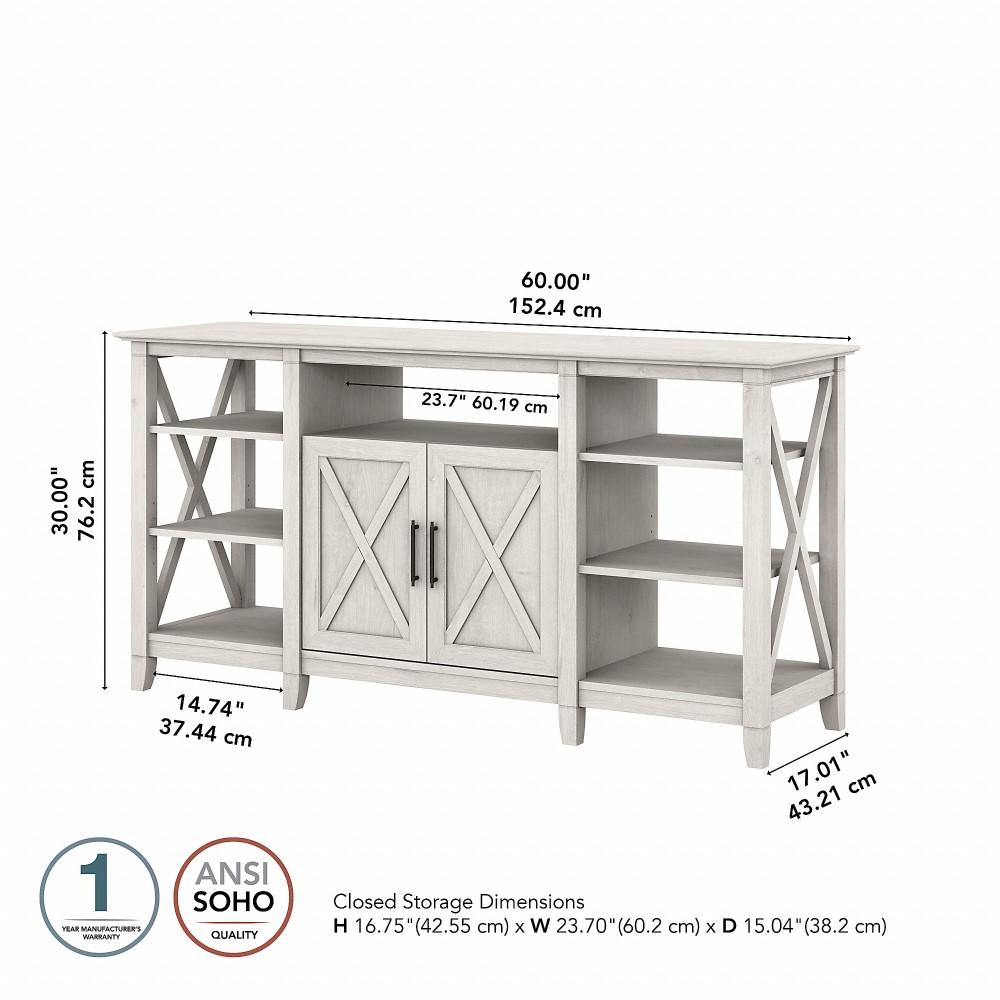 Bush Furniture - Key West Tall TV Stand for 65 Inch TV in Linen White Oak - KWV160LW-03 veiw 6
