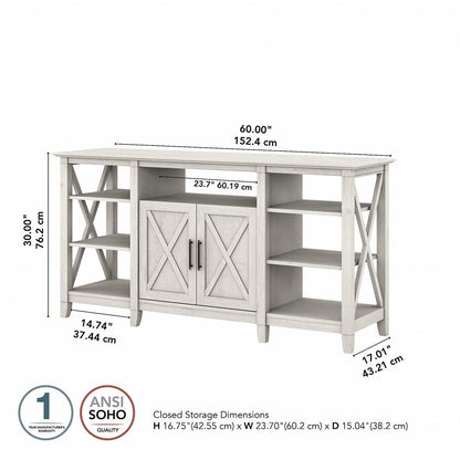 Bush Furniture - Key West Tall TV Stand for 65 Inch TV in Linen White Oak - KWV160LW-03 veiw 6