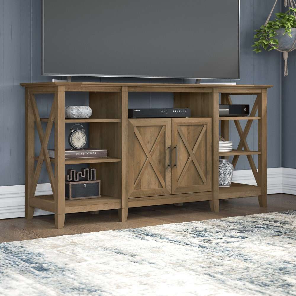Bush Furniture - Key West Tall TV Stand for 65 Inch TV in Reclaimed Pine - KWV160RCP-03 veiw 4