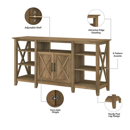 Bush Furniture - Key West Tall TV Stand for 65 Inch TV in Reclaimed Pine - KWV160RCP-03 veiw 5