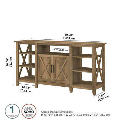 Bush Furniture - Key West Tall TV Stand for 65 Inch TV in Reclaimed Pine - KWV160RCP-03 veiw 6