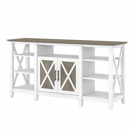 Bush Furniture - Key West Tall TV Stand for 65 Inch TV in Pure White and Shiplap Gray - KWV160G2W-03 veiw 1