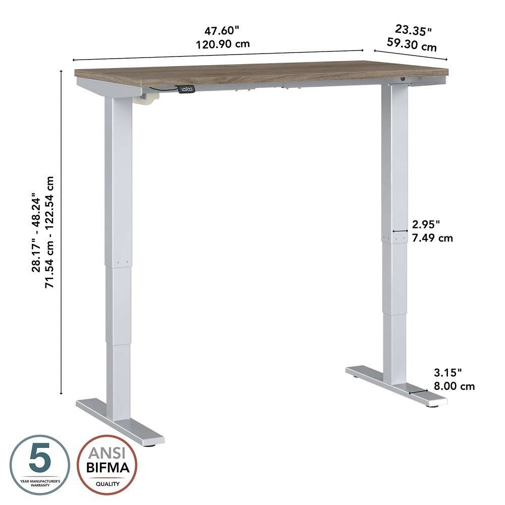 Bush Furniture - Move 40 Series 48W x 24D Electric Height Adjustable Standing Desk in Modern Hickory - M4S4824MHSK veiw 6
