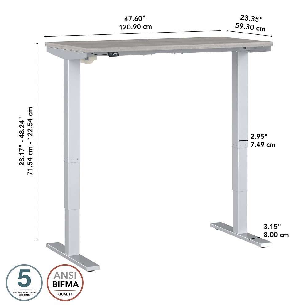 Bush Furniture - Move 40 Series 48W x 24D Electric Height Adjustable Standing Desk in Platinum Gray - M4S4824PGSK veiw 6
