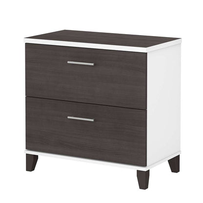 Bush Furniture - Somerset 2 Drawer Lateral File Cabinet in White and Storm Gray - WC81080 veiw 1