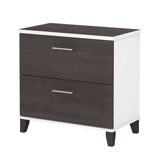 Bush Furniture - Somerset 2 Drawer Lateral File Cabinet in White and Storm Gray - WC81080 veiw 1