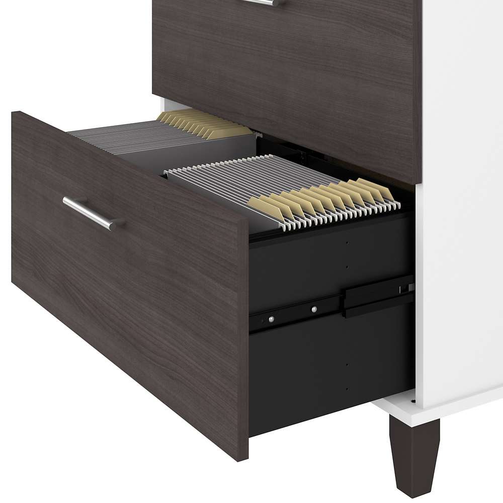Bush Furniture - Somerset 2 Drawer Lateral File Cabinet in White and Storm Gray - WC81080 veiw 5